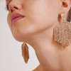 E-5409  4 Colors Big Women Rhinestone Beaded Statement Drop Earrings for Bridal Wedding Party Jewelry