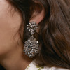 E-5455 4 Colors Retro Palace Luxury Water Drill Earrings Multilayer Petal Bright Dangle Earrings Party Jewelry Gift