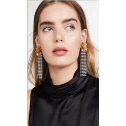 E-5512 Fashion Gold Metal Flower Earrings Women Rhinestone Long Tassel Drop Earrings Wedding Party Jewelry