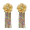 E-5512 Fashion Gold Metal Flower Earrings Women Rhinestone Long Tassel Drop Earrings Wedding Party Jewelry