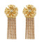 E-5512 Fashion Gold Metal Flower Earrings Women Rhinestone Long Tassel Drop Earrings Wedding Party Jewelry