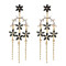 E-5511 Golden Rhinestone Small Flower Shaped Tassel Earring for Woman