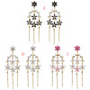 E-5511 Golden Rhinestone Small Flower Shaped Tassel Earring for Woman