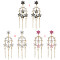 E-5511 Golden Rhinestone Small Flower Shaped Tassel Earring for Woman