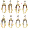 E-5519 4 Colors Elegant Sunflower Drop Earrings Big Crystal Long Tassel Earring Women Bridal Wedding Party Jewelry