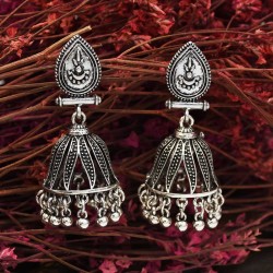 E-5521 Gypsy Afghan Jewelry Antique Silver Card Small Bell Bead Drop Fringe Retro Earring Woman Bohemia Gift