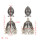 E-5521 Gypsy Afghan Jewelry Antique Silver Card Small Bell Bead Drop Fringe Retro Earring Woman Bohemia Gift