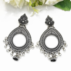 E-5523 Gypsy Afghan Earring Silver Card Small Mirror Drop Fringe Retro Earring Woman Bohemia Gift