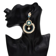 E-5528 classic round hollow alloy diamond earrings retro palace style luxury full diamond earrings