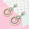 E-5528 classic round hollow alloy diamond earrings retro palace style luxury full diamond earrings