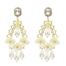 E-5526 Drop Dangle Earring Fashion Waterdrop Pearl Rhinestone Earrings S925 Stud for Woman Party Jewelry