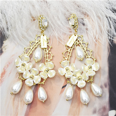 E-5526 Drop Dangle Earring Fashion Waterdrop Pearl Rhinestone Earrings S925 Stud for Woman Party Jewelry