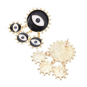 E-5530 Vintage Ethnic Black Color Big Eyes Charm Stud Earrings for Women Fashion Jewelry Bohemian Collection Earrings Accessories