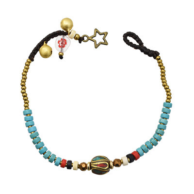 B-0994 Simple Bohemian Handmade Beaded Bell Bangle Bracelet for Women Party Bracelet