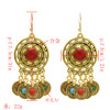 E-5533 Gypsy Vintage Silver Gold Metal Coin Earrings Colorful Acrylic Beaded Tassel Drop Earring Indian Party Jewelry
