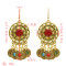 E-5533 Gypsy Vintage Silver Gold Metal Coin Earrings Colorful Acrylic Beaded Tassel Drop Earring Indian Party Jewelry