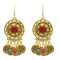 E-5533 Gypsy Vintage Silver Gold Metal Coin Earrings Colorful Acrylic Beaded Tassel Drop Earring Indian Party Jewelry