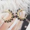 E-5534 Metal texture geometric C-shaped pearl earrings Simple trend simple girl earrings party gift