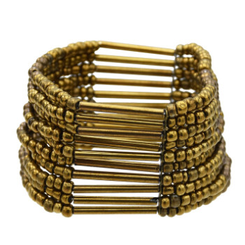 B-0996 Bohemian Multilayers Resin Beaded Strand Bracelet Women Charm Statement Elastic Bracelet Vintage Jewelry