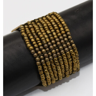 B-0996 Bohemian Multilayers Resin Beaded Strand Bracelet Women Charm Statement Elastic Bracelet Vintage Jewelry