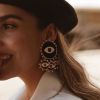 E-5530 Vintage Ethnic Black Color Big Eyes Charm Stud Earrings for Women Fashion Jewelry Bohemian Collection Earrings Accessories
