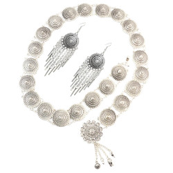 N-7027 E-5537 E-5557 Vintage Silver Waist Chain earring Bells Metal Tassel Belly Chain Charm Belt Chains Body Jewelry