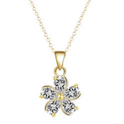N-7312 Zircon Pendant Crystal Clavicle Chain Flower Shape Necklace for Woman