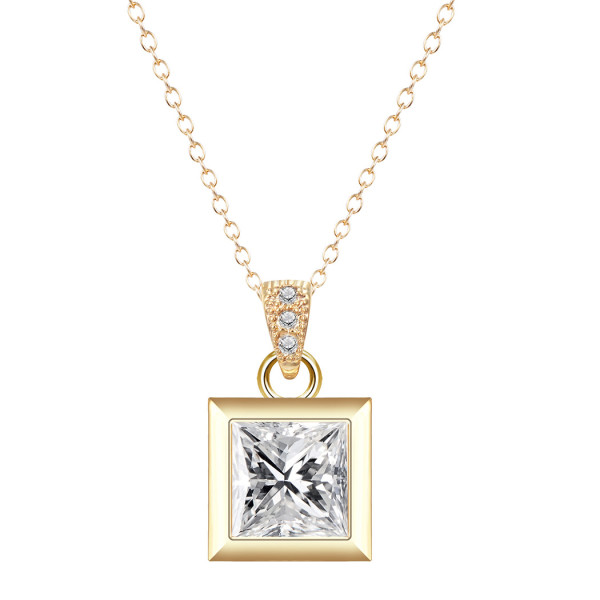 N-7313  new fashion Square single zircon necklace Female clavicle chain inlaid crystal new fashion
