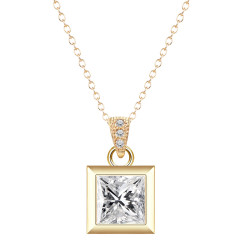N-7313  new fashion Square single zircon necklace Female clavicle chain inlaid crystal new fashion