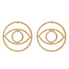 E-5540 Big Hollow Eye Stud Earrings For Women Girl Round Metal Gold Silver Color Earring Party Jewelry Gift