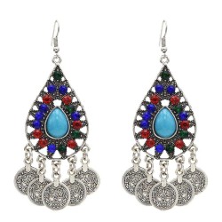 E-5541 Vintage Boho Jhumka Coin Tassel Oxidized Drop Dangle Indian Earrings For Women Wedding Jewelry