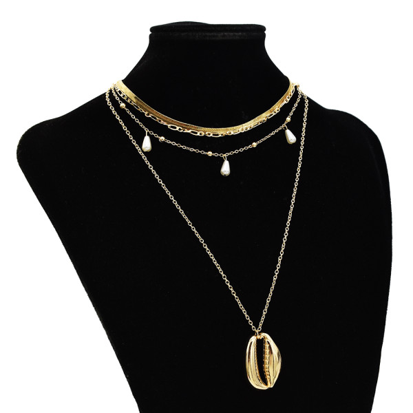 N-7318 Bohemian Shell Multi Layer Necklaces for Women Girl Fashion Gold Silver Color Pendant Necklace Collar Jewelry