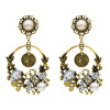 E-5543 Fashion Insect Shape Pearl Rhinestone Coin Round Drop Dangle Earring for Woman