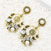 E-5543 Fashion Insect Shape Pearl Rhinestone Coin Round Drop Dangle Earring for Woman
