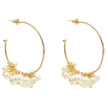 E-5544 Elegant Big Circle Hoop Earrings for Women Bridal Simulated Pearl Wedding Earring Party Jewelry