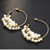 E-5544 Elegant Big Circle Hoop Earrings for Women Bridal Simulated Pearl Wedding Earring Party Jewelry