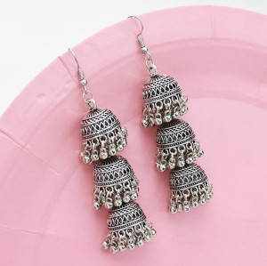 E-5546 Indian Earrings Lens Bell Round Drop Dangle Earring for Woman Fashion Silver Gold Accessoires