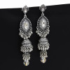 E-5547 Ethnic Women's Silver Gold Jhumka Indian Earrings Vintage Rhinestone Exaggerated Lantern Tassel Palace Earring Jewelry