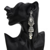 E-5547 Ethnic Women's Silver Gold Jhumka Indian Earrings Vintage Rhinestone Exaggerated Lantern Tassel Palace Earring Jewelry