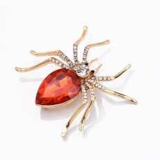 P-0445 7 Color Alloy Gold And Silver Rhinestone Spider In Stone Pin Clothing Fashion Accessories