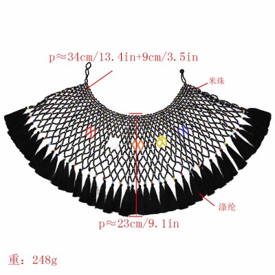 N-7319 Bohemian ethnic five-color tassel pearl shawl collar necklace color beaded ladies necklace