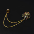 P-0446 Fashion brooch brooch Diamond animal peacock open crystal female chain tassel brooch