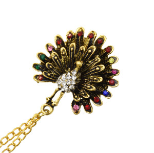 P-0446 Fashion brooch brooch Diamond animal peacock open crystal female chain tassel brooch