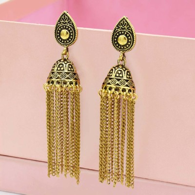 E-5551 Indian Gypsy Jewelry Bohemia Ethnic Long Tassel Retro Big Bells Drop Earrings For Women