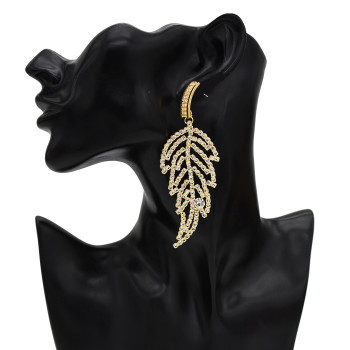 E-5552 Women's leaf-Shaped Crystal Tassel Chandelier Earrings Wedding Party Nightclub Diamond Women's Earrings