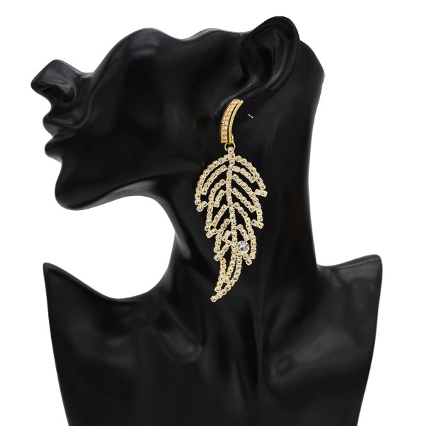 E-5552 Women's leaf-Shaped Crystal Tassel Chandelier Earrings Wedding Party Nightclub Diamond Women's Earrings