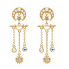 E-5553 Moon Star Earrings Pearl Rhinestone Long Tassel Earrings Korean Drop Dangle Earrings