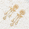 E-5553 Moon Star Earrings Pearl Rhinestone Long Tassel Earrings Korean Drop Dangle Earrings
