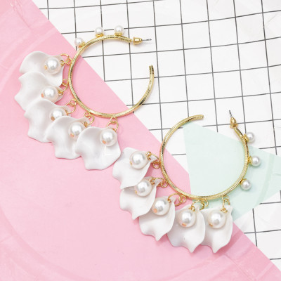 E-5556 Rose Petal Hoop Earrings Simple Open Love Earrings for Women Gift