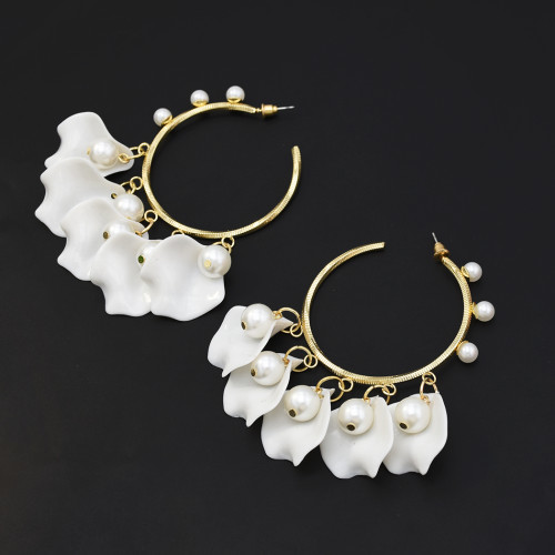 E-5556 Rose Petal Hoop Earrings Simple Open Love Earrings for Women Gift